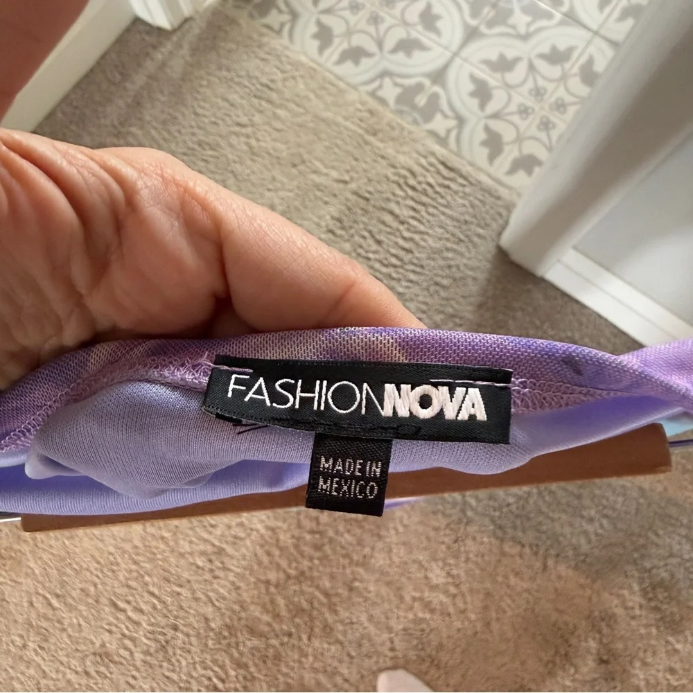 Fashion Nova Floral Strapless Dress With Slit - Picture 3 of 4
